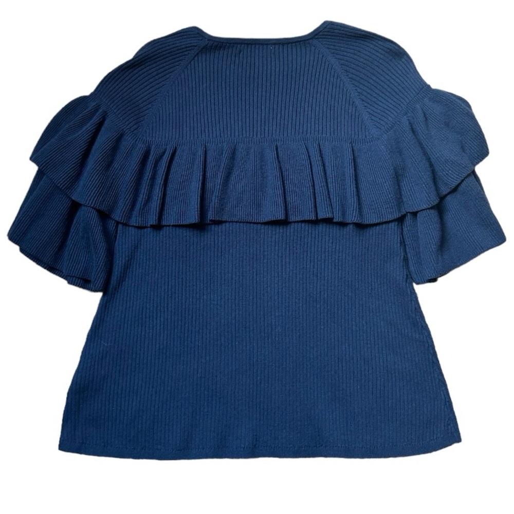 Vineyard Vines Ribbed Ruffle Navy Sweater Size XSmall - Picture 2 of 8
